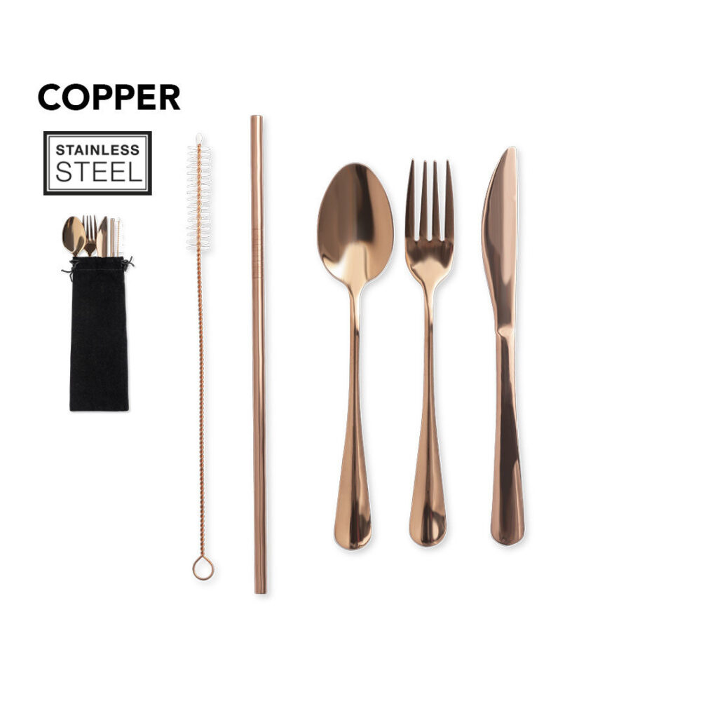 CUTLERY SET 5 PIECE GALVANISED COPPER COATING