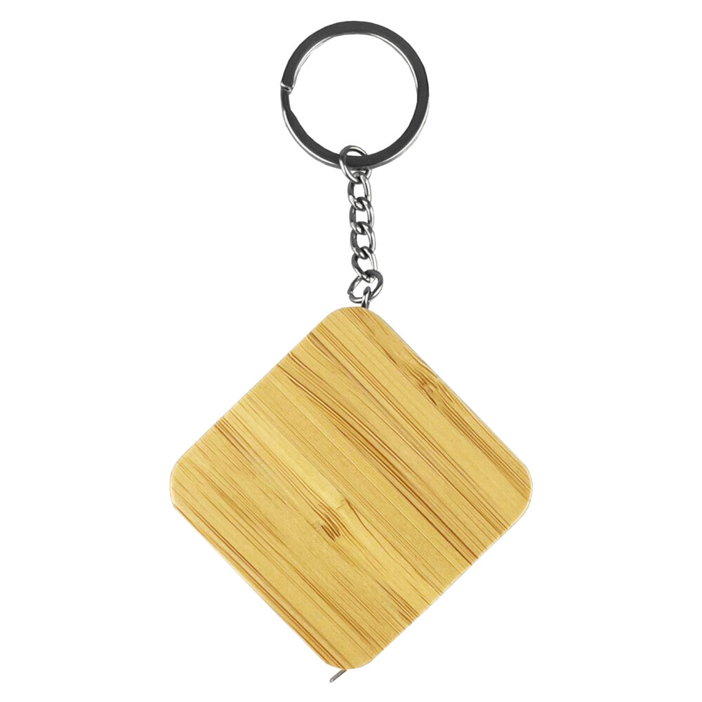 Bamboo Tape Measure Key Ring