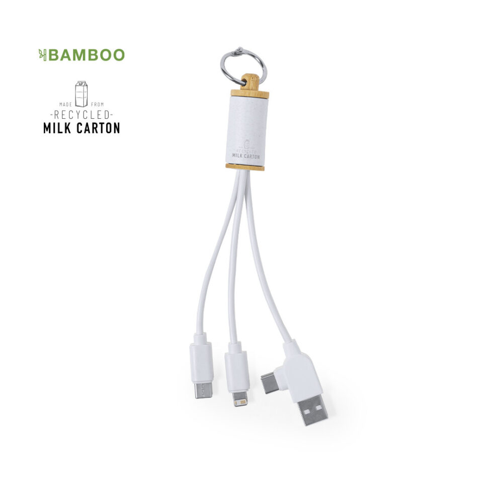CHARGING CABLE MADE FROM RECYCLED MILK CARTONS AND BAMBOO -POSKIN