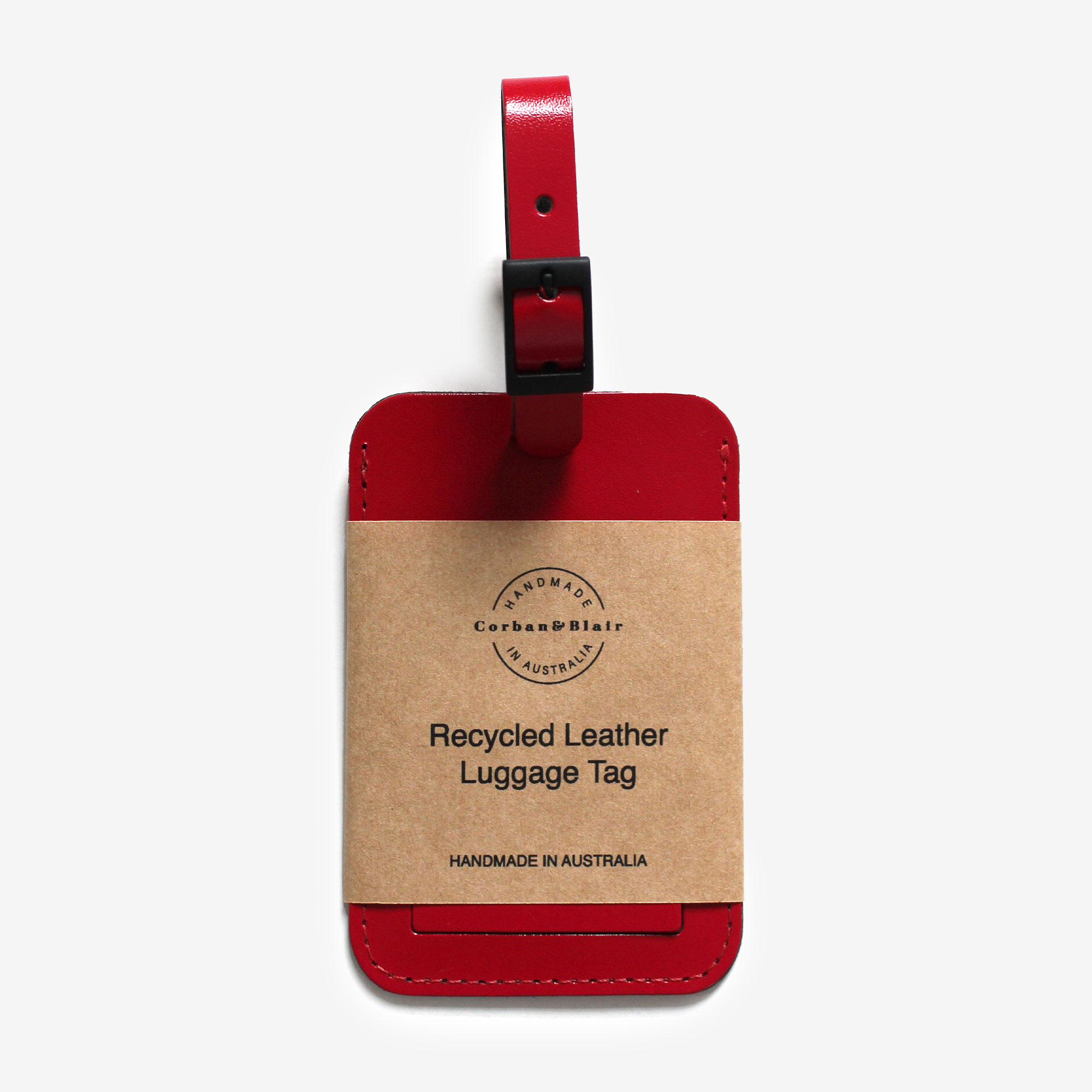 Recycled Leather Luggage Tag with Buckle (Made in Australia) - Image 2