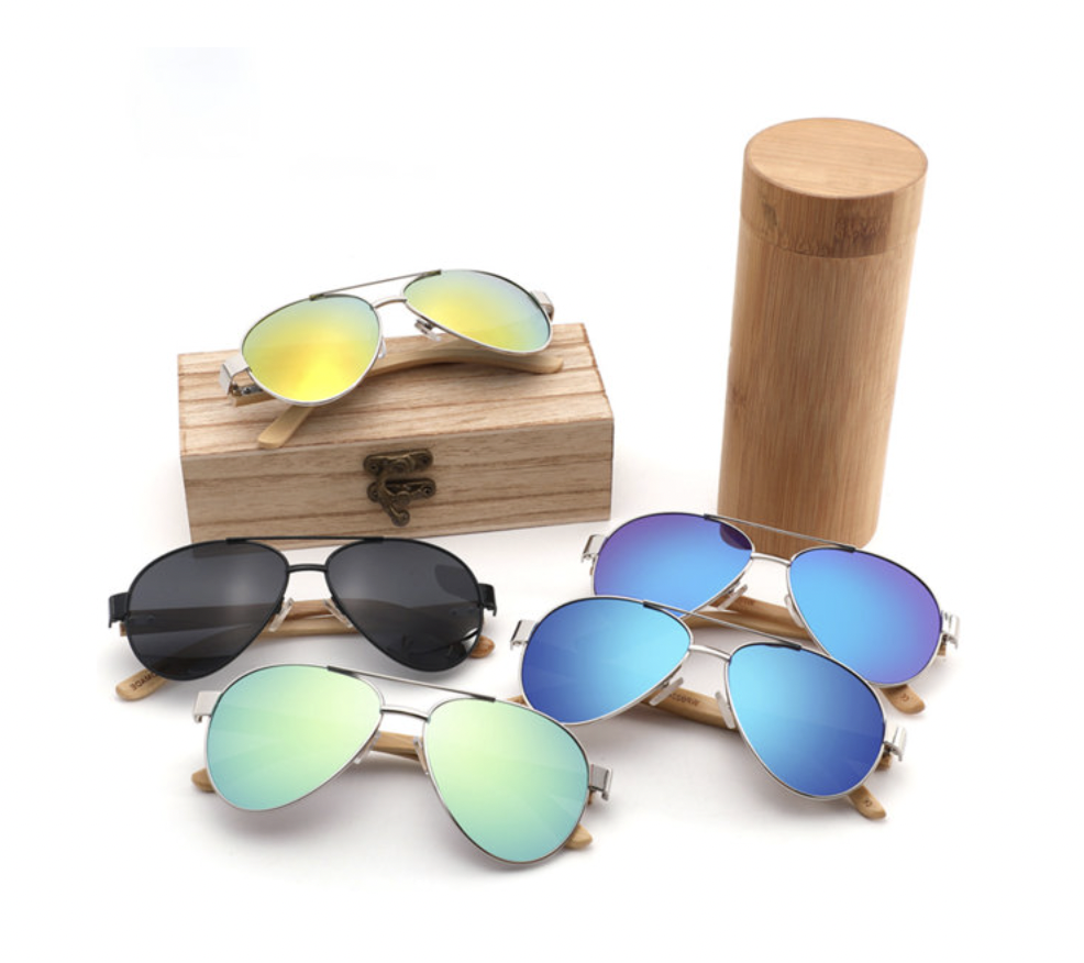 Classic Bamboo Temples Aviator Sunglasses