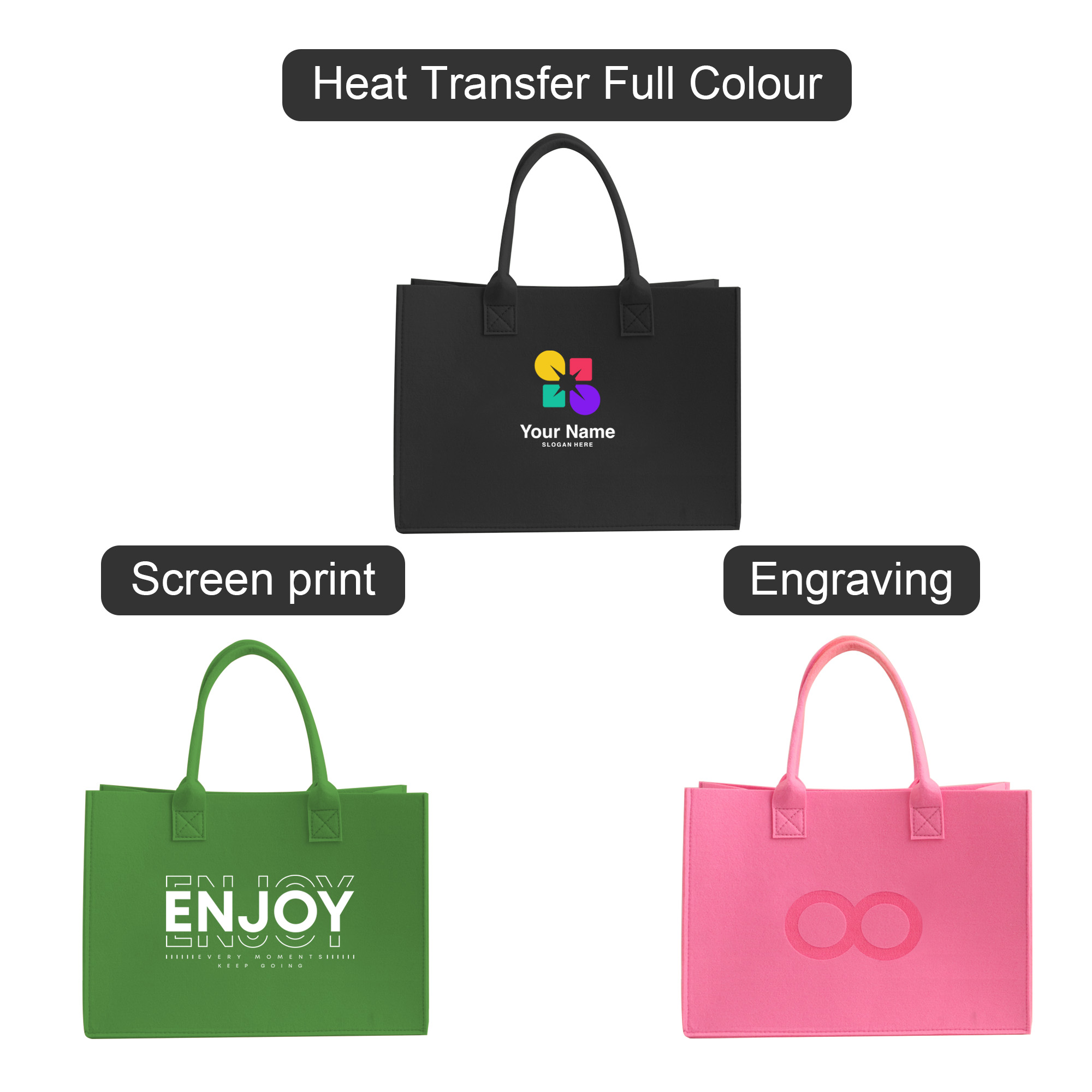 RPET Customisable Felt Tote Bag - Image 5